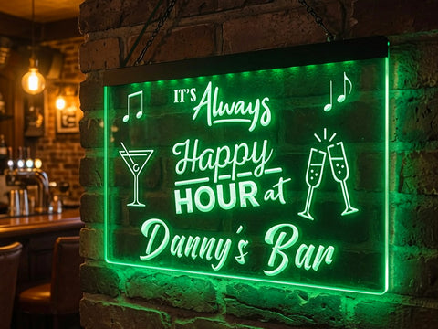 Image of It's Always Happy Hour Personalized Illuminated Sign