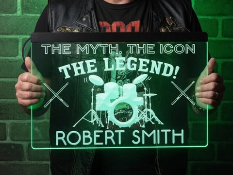 Image of Drummer Legend Personalized Illuminated Sign