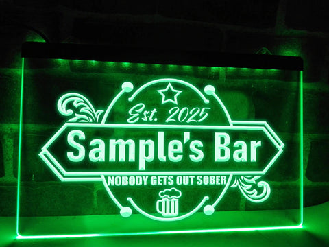 Image of Nobody Gets Out Sober LED neon sign in green