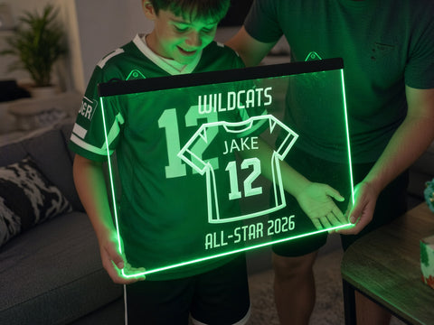 Image of American Football Player Award Personalized Illuminated Sign