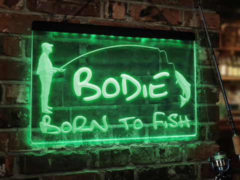 Image of Born to Fish Personalized illuminated Sign