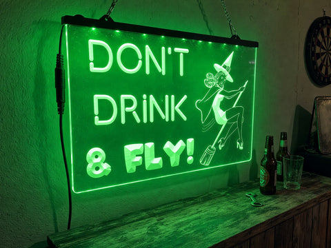 Image of Don't Drink and Fly Illuminated Sign