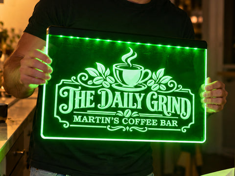 Image of The Daily Grind Personalized Illuminated LED Sign