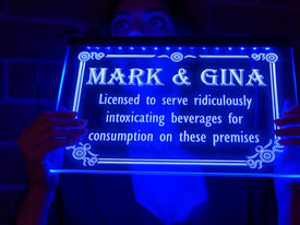 Licensed To Serve Intoxicating Beverages Personalized LED Neon Sign