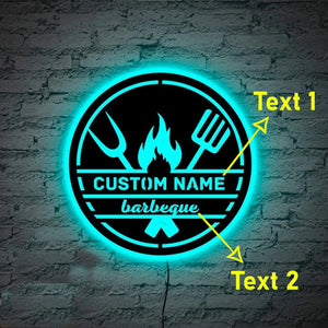 Custom LED Neon Wooden Barbeque Sign - Personalized and Color Changing