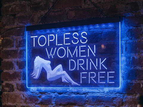 Image of Topless Women Drink Free Illuminated LED Neon Sign