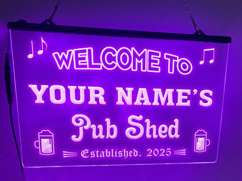 Image of Personalized Pub Shed LED neon sign in violet