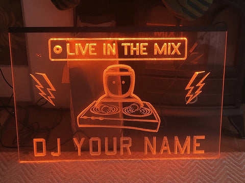 Image of DJ Live in the Mix Personalized Illuminated Sign