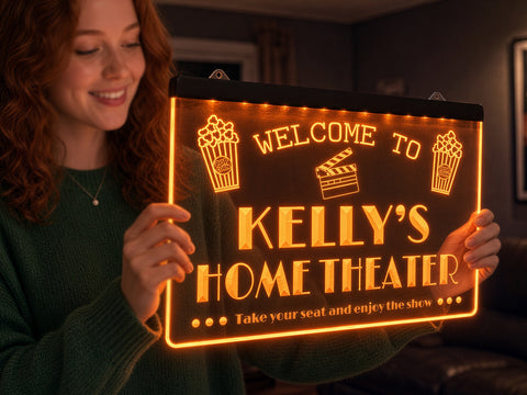 Image of Home Theater Personalized Illuminated LED Neon Sign