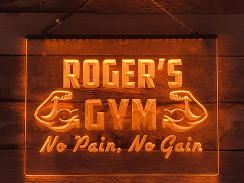 Image of No Pain, No Gain Personalized Illuminated Gym Sign