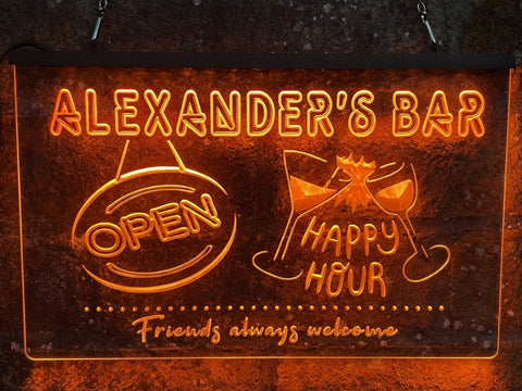 Image of Happy Hour Bar Personalized Illuminated Sign