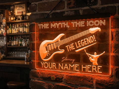 Image of Guitar Legend Personalized Illuminated Sign