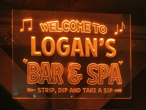 Image of Bar and Spa Personalized Illuminated LED Neon Sign