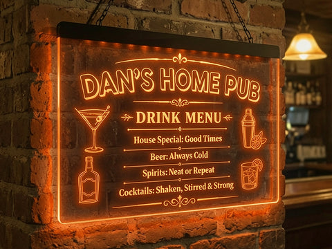 Image of Personalized Drink Menu LED Neon Sign