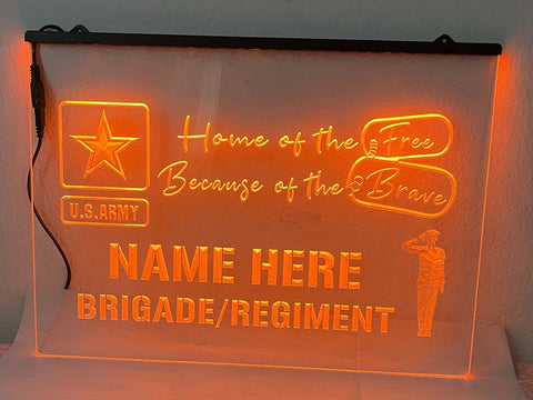 Image of US Army Personalized Illuminated Sign