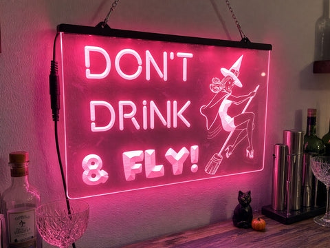 Image of Don't Drink and Fly Illuminated Sign