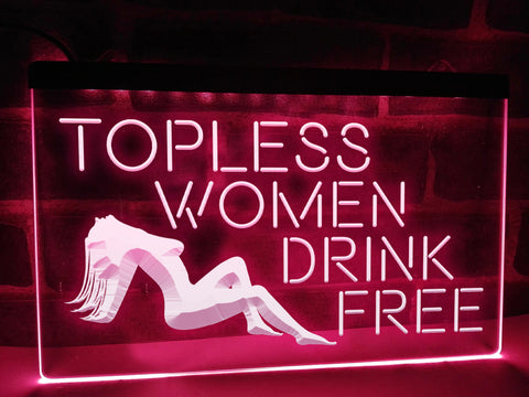 Image of Topless Women Drink Free Illuminated LED Neon Sign