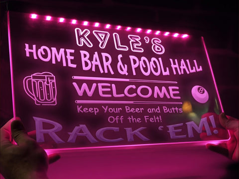 Image of Home Bar and Pool Hall Personalized Illuminated Sign