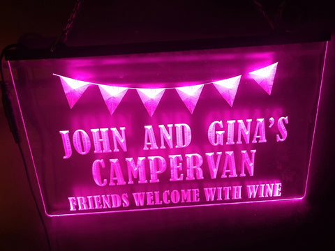 Image of Friends Welcome with Wine Personalized Illuminated Sign