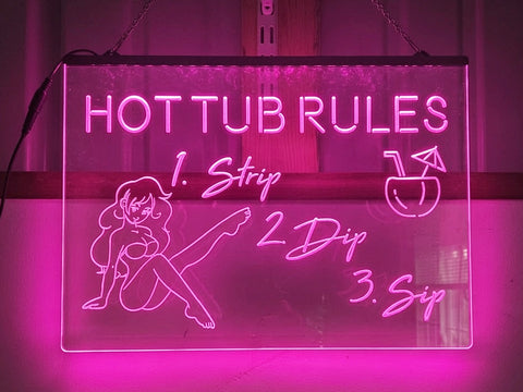 Image of Hot Tub Rules Illuminated Sign