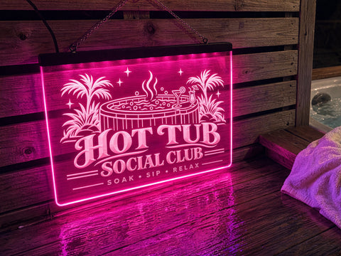 Image of Hot Tub Social Club Illuminated LED Sign