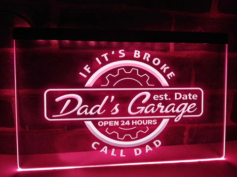 Image of Dad's Garage Personalized Illuminated LED Neon Sign