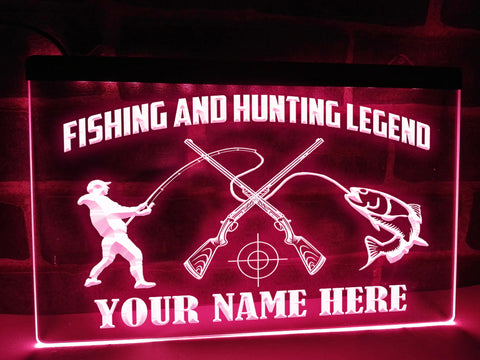 Image of Fishing and Hunting Legend LED Neon Sign in Pink