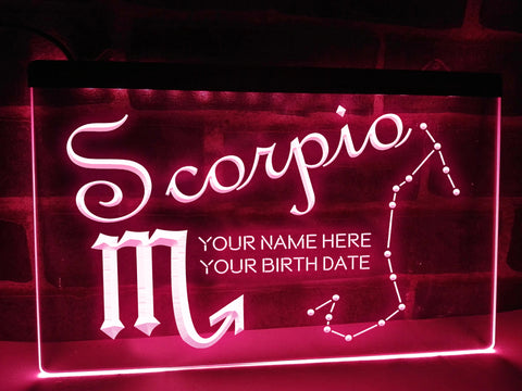 Image of Scorpio Astrology Illuminated Sign in pink