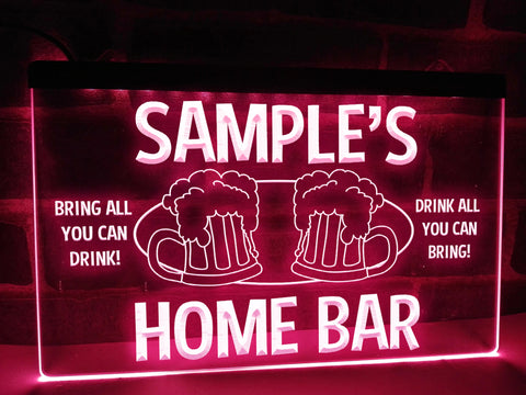 Image of Personalized home bar LED neon sign in pink