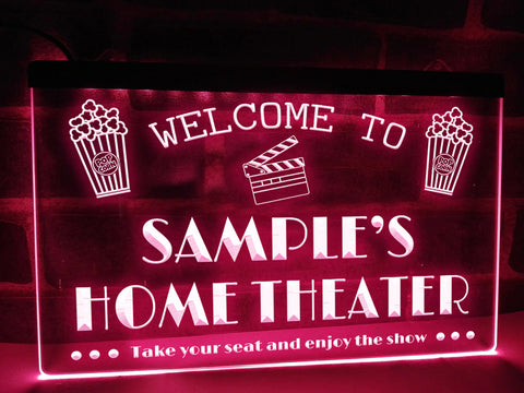 Image of Personalized Home Theater LED neon sign in pink