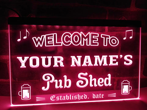 Image of Personalized Pub Shed LED neon sign in pink