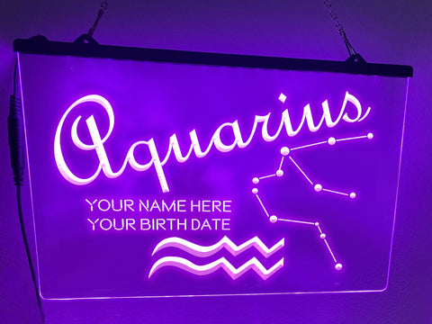 Image of Aquarius Astrology Illuminated Sign in violet