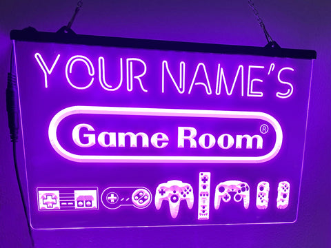Image of Personalized Retro Game Room LED neon sign in violet