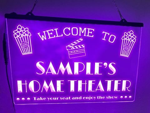 Image of Personalized Home Theater LED neon sign in violet