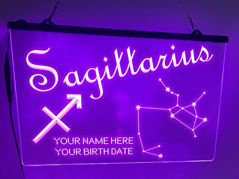 Image of Sagittarius Astrology Illuminated Sign in violet