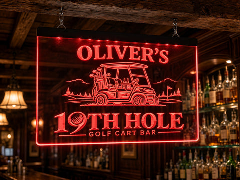 Image of Golf Cart Bar Personalized Illuminated LED Sign