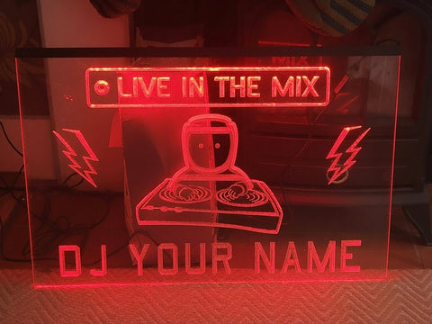 Image of DJ Live in the Mix Personalized Illuminated Sign