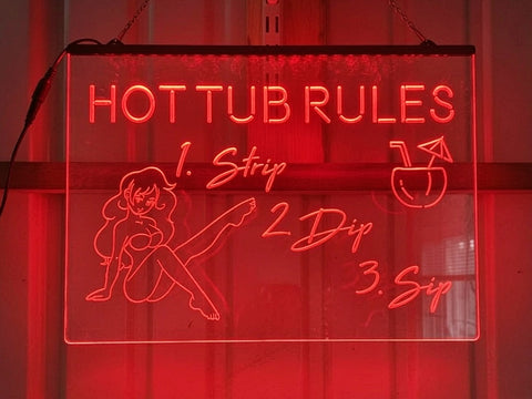 Image of Hot Tub Rules Illuminated Sign