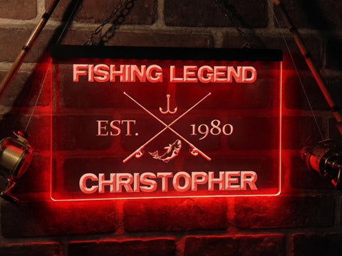 Image of Fishing Legend Personalized Illuminated Sign