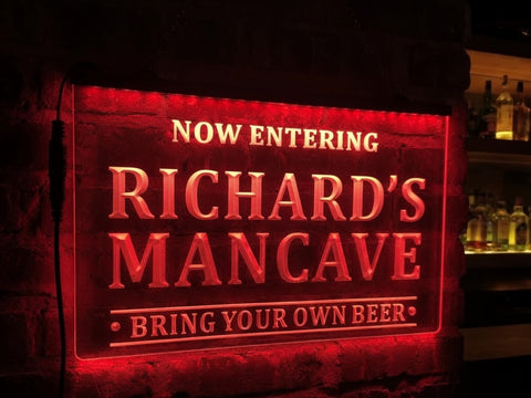 Image of Now Entering Man Cave Personalized Illuminated Sign