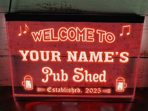 Image of Personalized Pub Shed LED neon sign in red