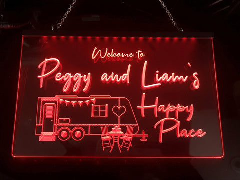 Image of Welcome to My Happy Place Personalized Illuminated Sign