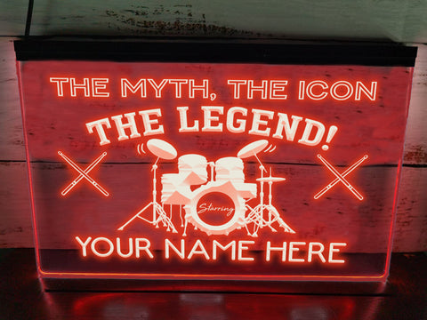 Image of Drummer Legend LED neon sign in red
