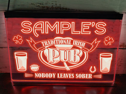 Image of Irish Pub Personalized Illuminated Sign