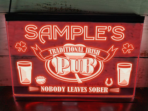 Image of Personalized Irish Pub LED neon sign in red