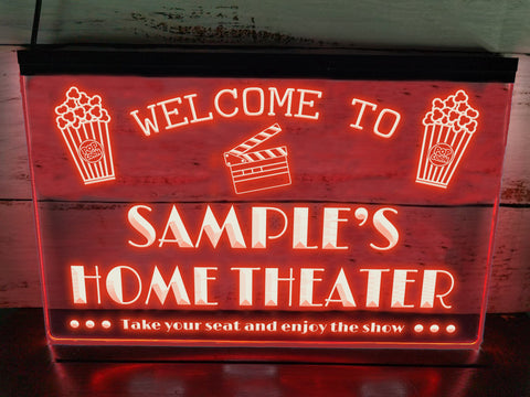 Image of Home Theater Personalized Illuminated LED Neon Sign