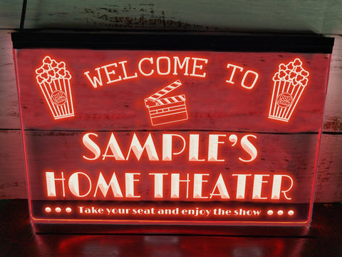 Image of Personalized Home Theater LED neon sign in red