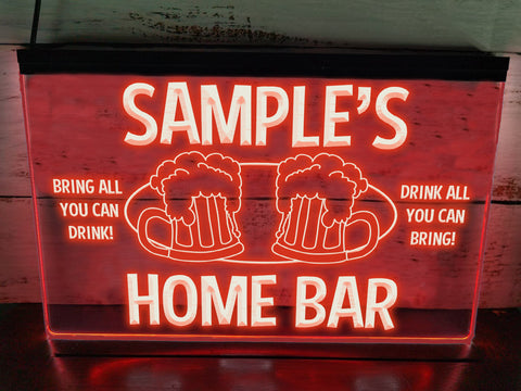 Image of Personalized home bar LED neon sign in red