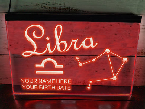 Image of Libra Astrology Illuminated Sign in red