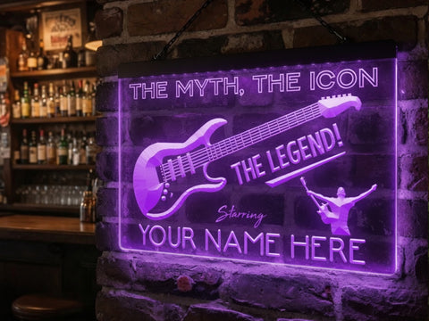 Image of Guitar Legend Personalized Illuminated Sign